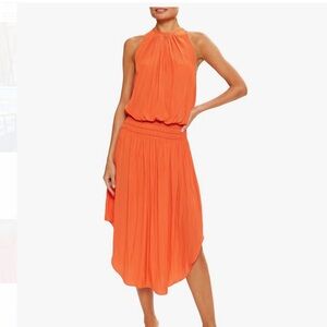 Ramy Brook Audrey Smocked Red Midi Dress